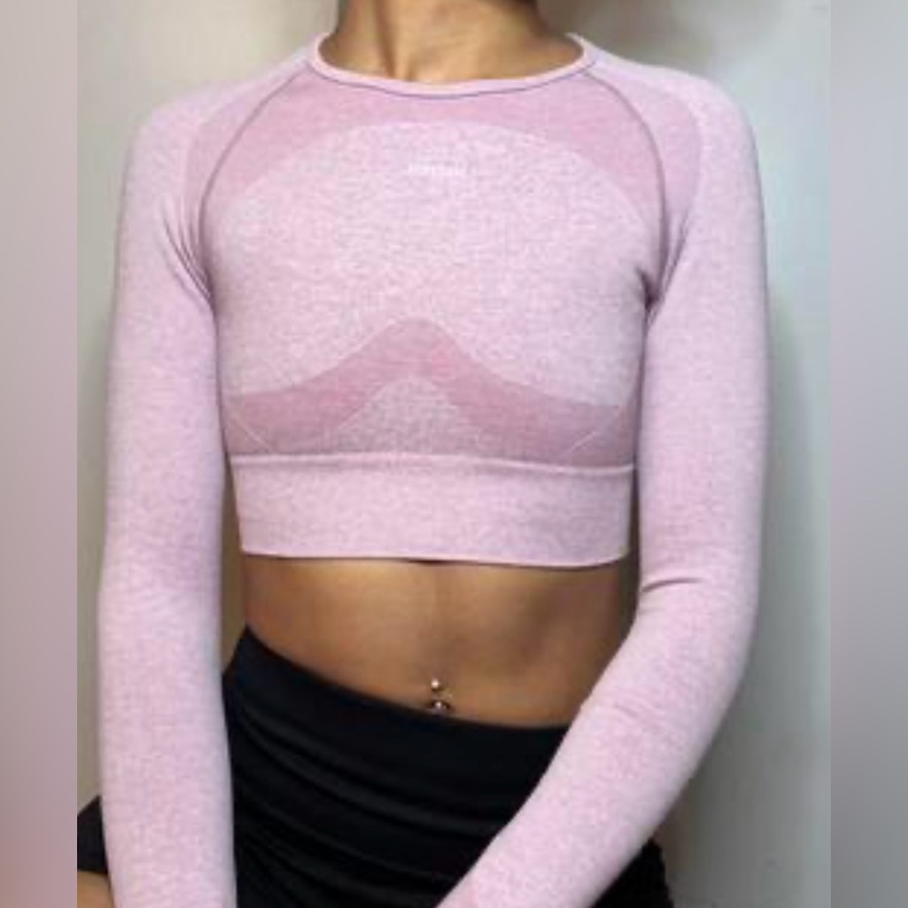Gymshark Light Pink Long Sleeve Crop Top